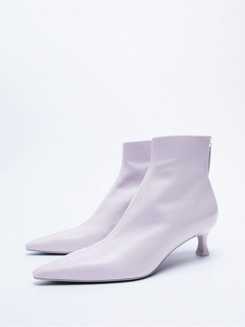 Zara Limited Edition Lilac Leather Pointed-Toe Ankle Booties Like New